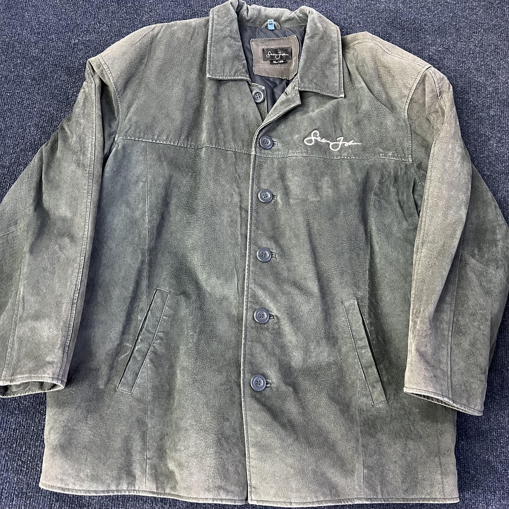 Y2K Sean John Coat Mens XL Suede Microfiber Button Overcoat Hip Hop Streetwear